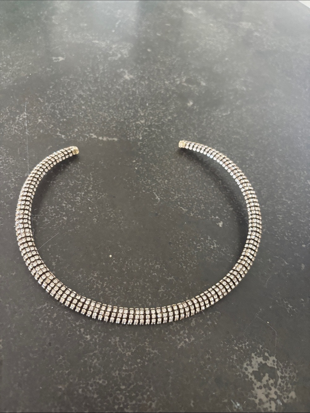 J. Crew Silver Crystal Pavé Collar Necklace